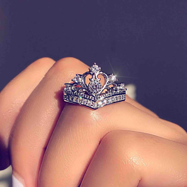 Enchanted Princess Tiara Crown Heart Ring