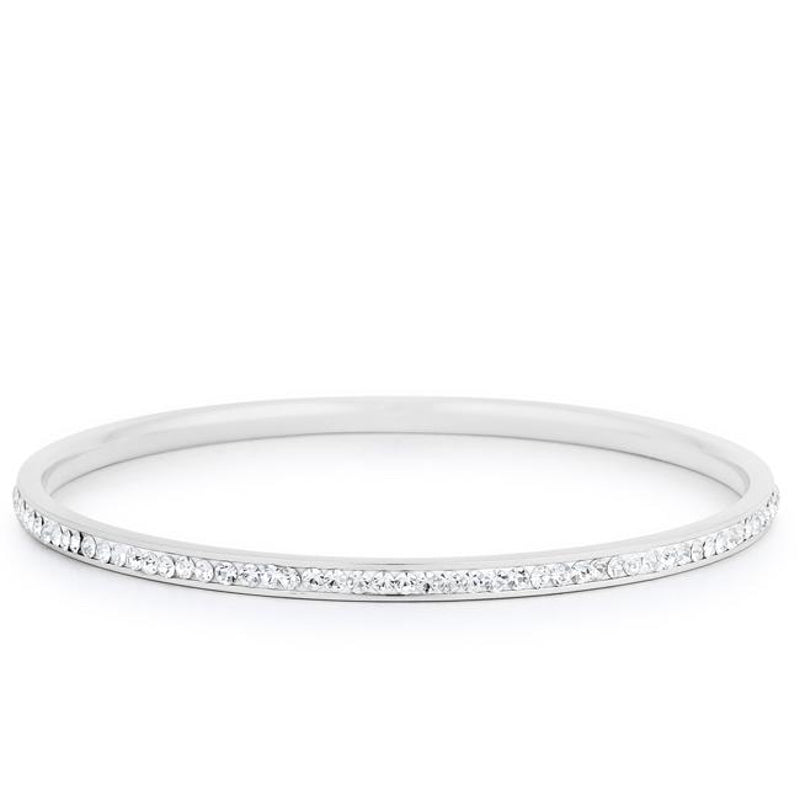 Crystal Bangle, Silver