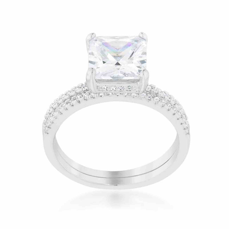 Cinderella Princess-Cut Engagement Ring Set